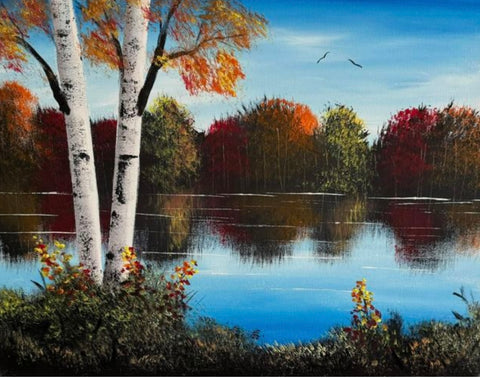 Nov 5th at Ryan’s Ten Pin Eatery and Arcade, Hyannis. “Fall Birches”